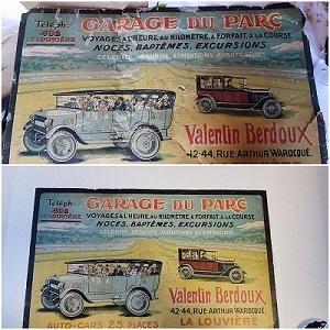 Restauration d'une affiche ancienne : Le Garage du Parc